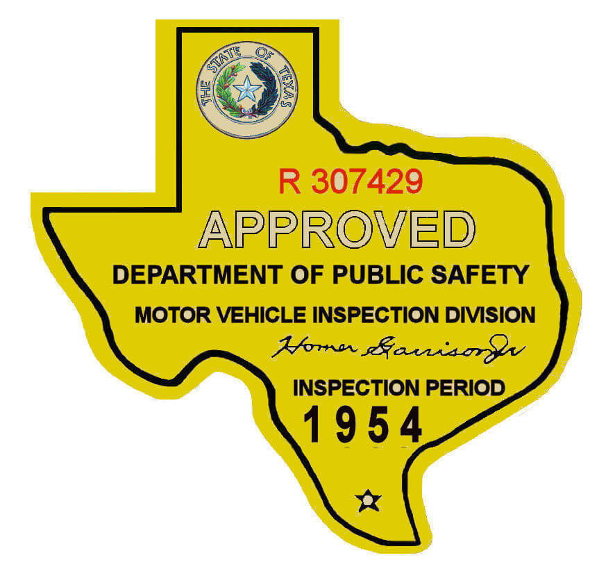 1954 Texas Inspection Sticker